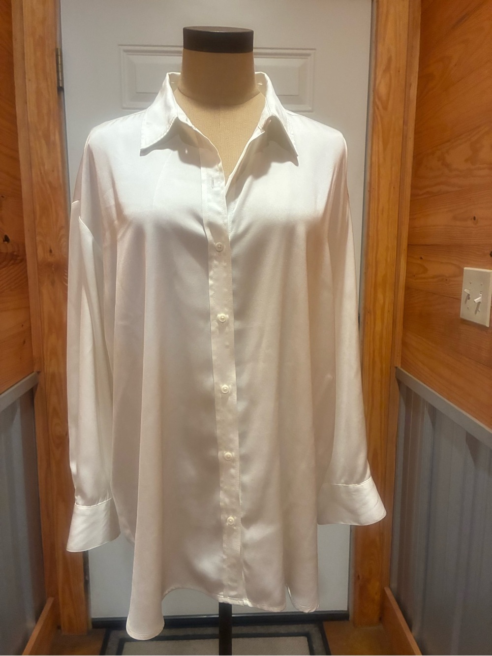 Classic women’s satin button down blouse